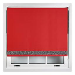 FURNISHED Thermal Blackout Roller Blinds with Glitter Edge - (W)110cm x (L)210cm Red Red (W) 110cm x (L) 210cm