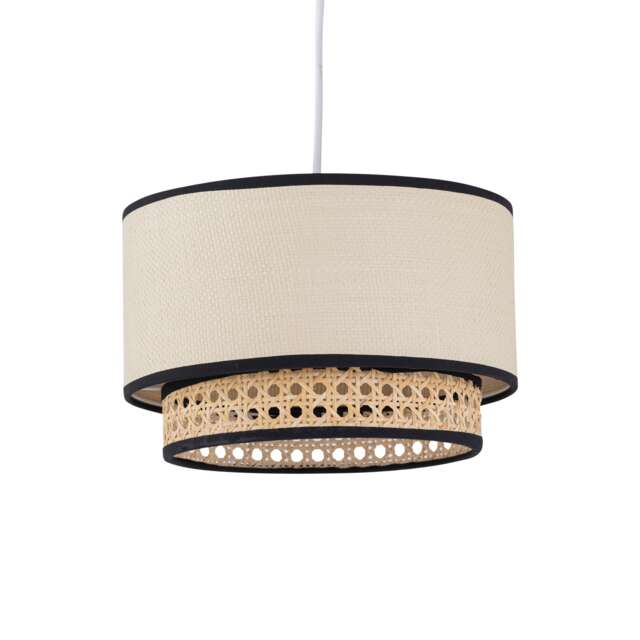 Koral - Natural Rattan and Cane 25 cm Easy Fit Two Tier Pendant Shade Cream Medium 1
