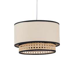 Koral - Natural Rattan and Cane 25 cm Easy Fit Two Tier Pendant Shade Cream Medium 1