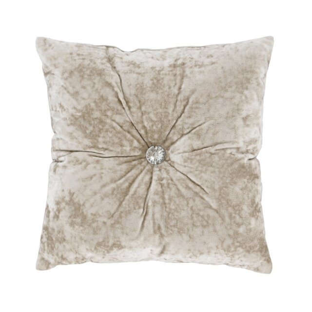 Catherine Lansfield Crushed Velvet Diamante Cushion Cream Natural 45x45cm 1