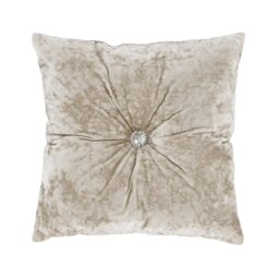 Catherine Lansfield Crushed Velvet Diamante Cushion Cream Natural 45x45cm 1