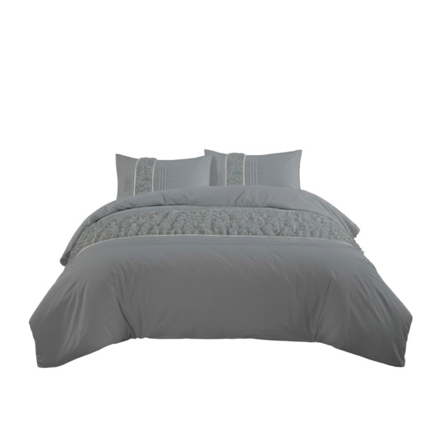 Ruffle Design Duvet Cover Soft Elegant Bedding Set with Pillowcases Silver King