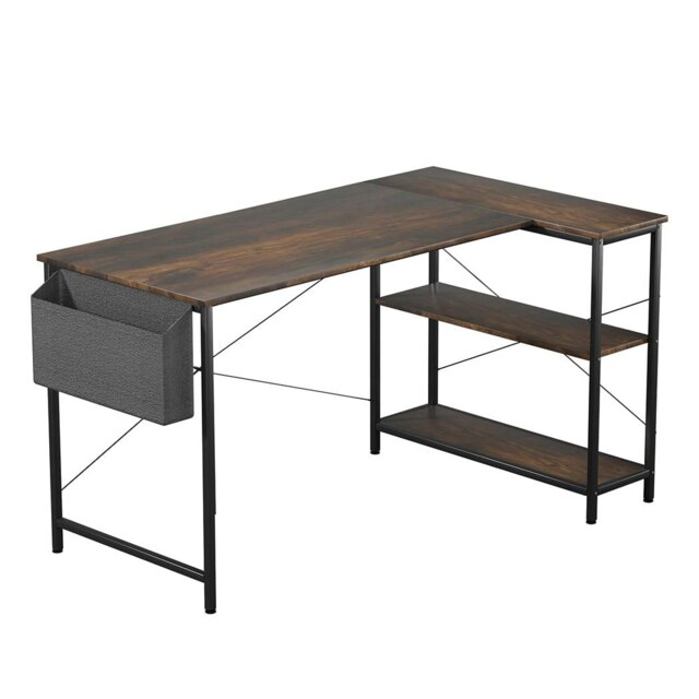 Levede L Shaped Gaming Computer Desk Workstation Study Corner Table Office Brown