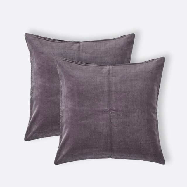 Homescapes Set of 2 Dark Grey Velvet Cushion Covers - 40 x 40 cm Grey Dark grey 2