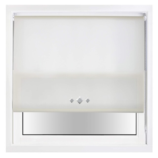 FURNISHED Daylight Trimmable Roller Blinds with Triple Diamond Eyelets and Metal Fittings Cream Cream (W) 90cm x (L) 210cm