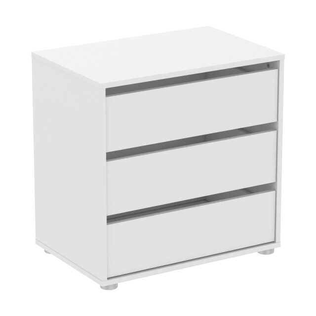 FURNICOMP Dallas Universal 3 Drawers Matt White 60cm Internal Chest of Drawers for Wardrobes