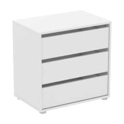FURNICOMP Dallas Universal 3 Drawers Matt White 60cm Internal Chest of Drawers for Wardrobes
