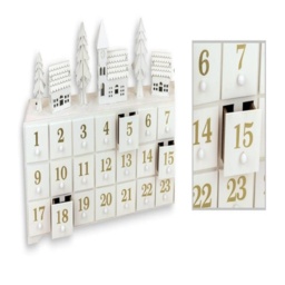 Christmas White Wooden Scene Design Advent Calendar With Led