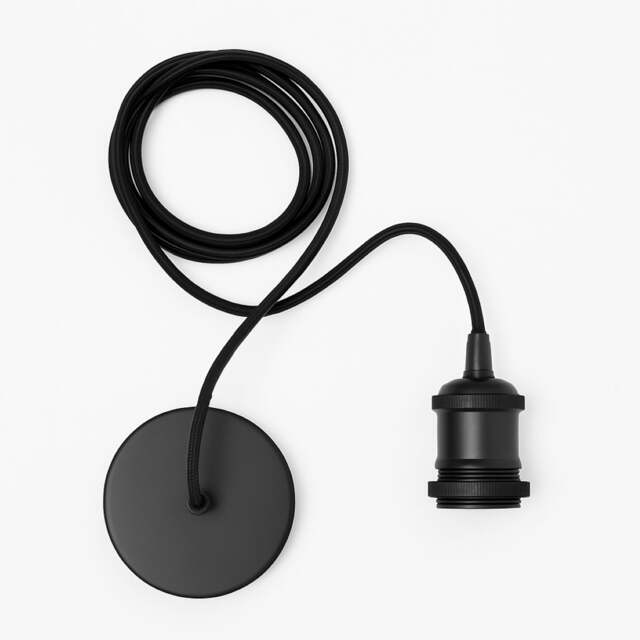 CGC Cassie Black 1.5m Adjustable E27 Ceiling Pendant with Matching Rose Black Black Height: 7 cm, Width: 9.8 cm, Total height: 300 cm