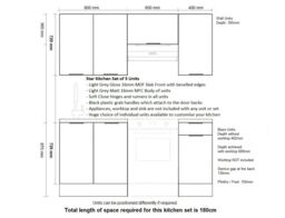 Kitchen Cabinets 5 Unit Set Soft Close 180cm Modern Kitchenette Light Grey Gloss Storage Fitted Kitchen Star