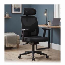 Swivel Ergonomic Mesh Office Chair with Adjustable Headrest Lumbar Support & Lift Up Arms, Adjustable Height & Tilt - Black