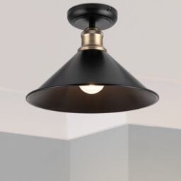 COSYLYTE Bowley Industrial Metal Ceiling Flush Light - Matt Black Black 1