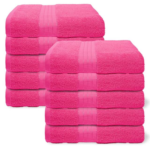 OHS 10 x Luxury 100% Cotton 500GSM Bathroom Bath Sheet Towel Pink Bright Pink Bath sheet