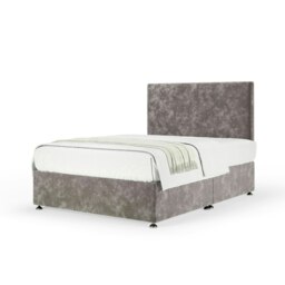 Majestic 1000 Pocket Sprung Silver Chenille Divan Set And Valencia Headboard Small Double