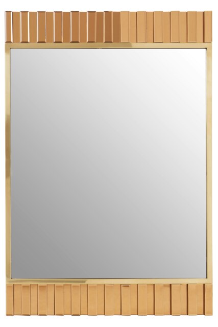 Orsina Accent Mirror With Metallic Gold Fringes, Sleek Luxe-Style Rectangular New Mirror, Modern Wall Mirror