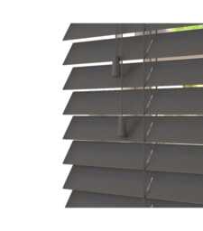 60cm Slate Smooth Finish Faux Wood Venetian Blinds with Strings (120cm Drop) Grey Grey
