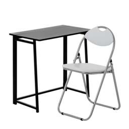 Harbour Housewares Deluxe Folding Wooden Desk & Chair Set - Durable Compact Computer Office Study Desk & Chair Set Black Black / White Chair One Size