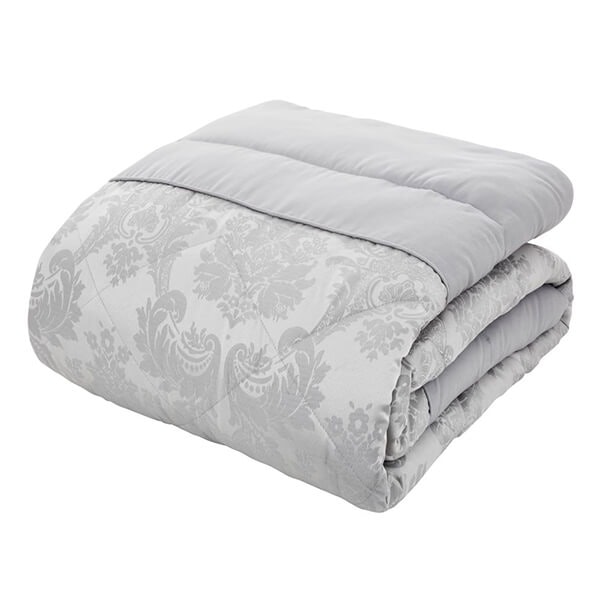 Catherine Lansfield Damask Jacquard Bedspread Jacquard Silver Silver