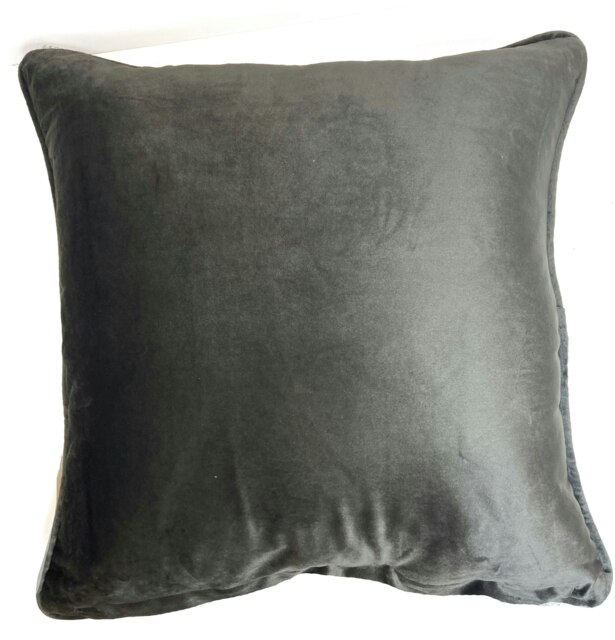 Piped Velvet Cushion Cover with Cusion Pads (43x43 cm) Grey 43 x 43 cm 1