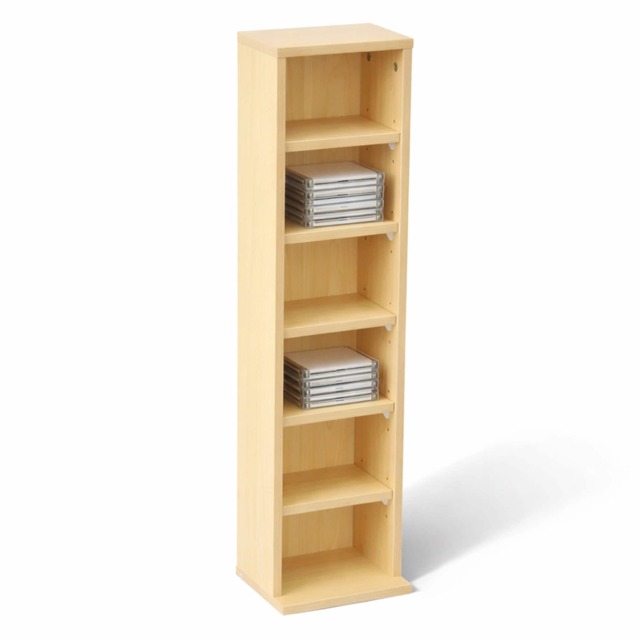 6 Tier Beech Wooden CD DVD Game Book Shelf Storage Tower Rack - Fits 102 CDs