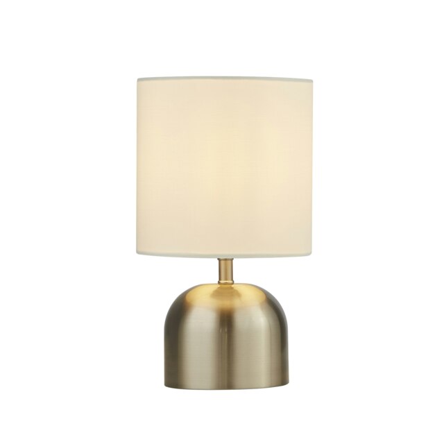SATIN SILVER & WHITE SHADE TOUCH LAMP