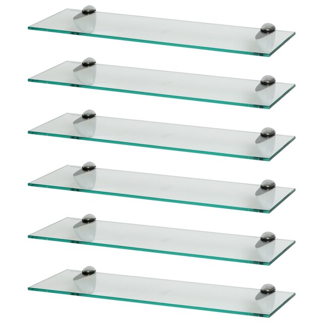 Harbour Housewares Floating Glass Shelf - 60cm - Metallic Brackets - Bathroom Shower Storage Vanity Display Unit Shelf Silver Chrome 6