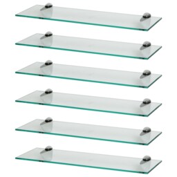 Harbour Housewares Floating Glass Shelf - 60cm - Metallic Brackets - Bathroom Shower Storage Vanity Display Unit Shelf Silver Chrome 6