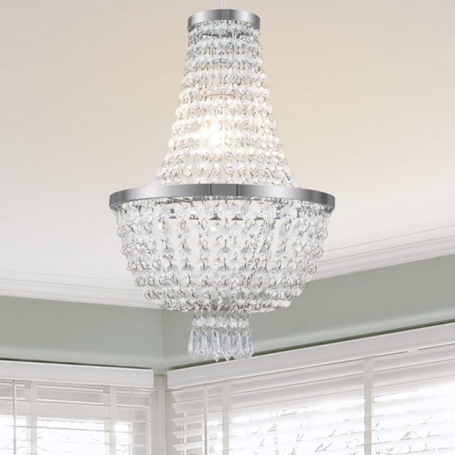 COSYLYTE Adelle 2-Tier Easyfit Classic Beaded Lamp Shade - Clear Silver 1