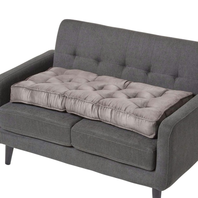 Homescapes Grey Faux Suede 2 Seater Booster Cushion Grey Grey