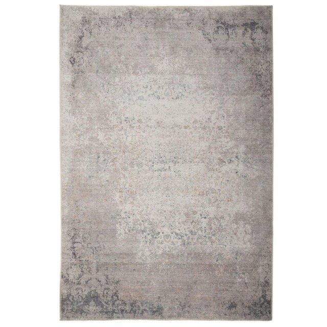 KUKOON Greige Floral Medallion Persian Style Non Slip Washable Low Pile Rug 60cm x 110cm Cream