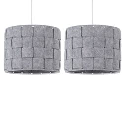 Set of 2 Warner - Grey Felt Weave Easy Fit Pendant Shades Grey Medium 2