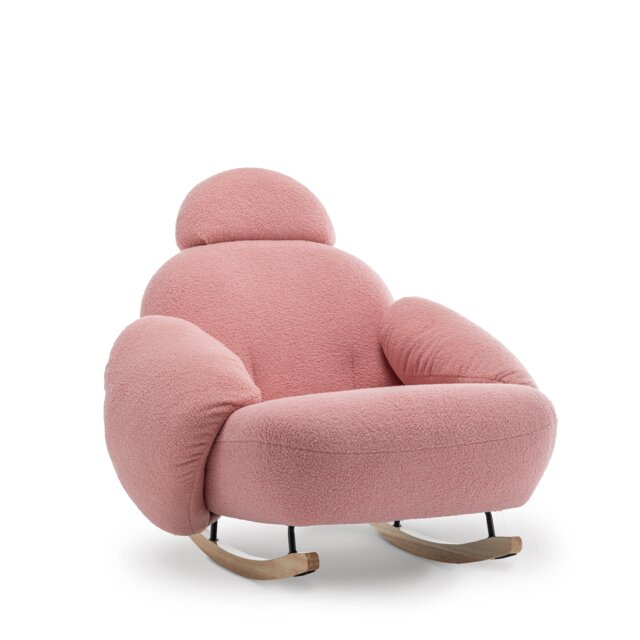 Teddy Boucle Fabric Pink Juliette Rocking Nursing Chair