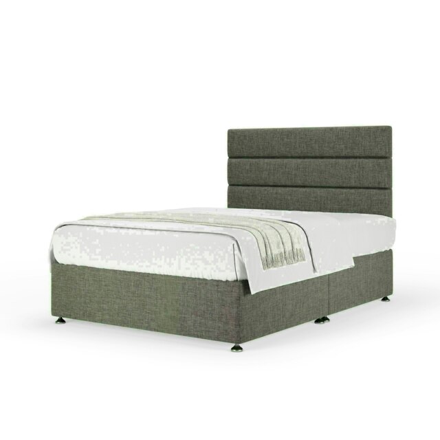 Slate Linen No Drawer Divan Base and Milan Headboard Double