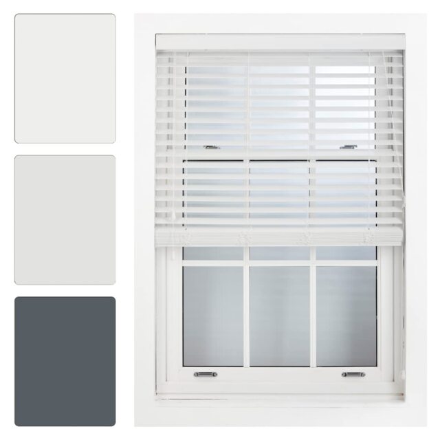 Faux Wood Venetian Blind with String (W)85cm x (L)210cm
