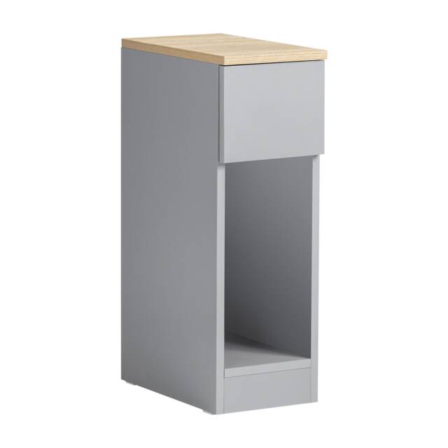 SoBuy FBT111-HG,Slim Bedside Table Narrow Side Table Nightstand with Drawer and 2 Shelves