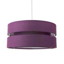 Contemporary Quality Purple Linen Fabric Triple Tier Ceiling Pendant Light Shade Purple Purple 1