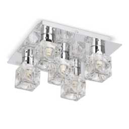 ValueLights Pair Of Modern Chrome Ice Cube 5 Way Flush Ceiling Lights Chrome