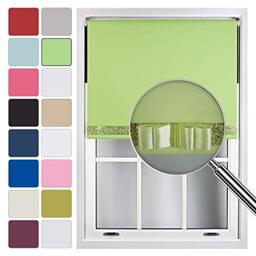 FURNISHED Blackout Roller Blind with Gold Glitter Trim and Lime Bow Cut to Size Green Lime (W) 180cm x (L) 165cm