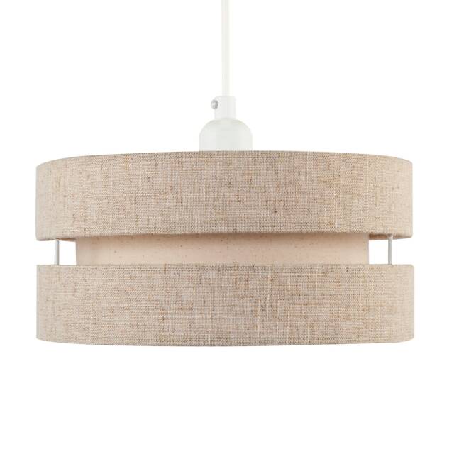 Modern Natural Textured Oatmeal Linen Triple Tier Pendant Light Shade