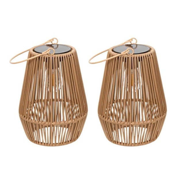 ValueLights 2 Pack Solar Powered Outdoor Faux Bamboo Garden Lights