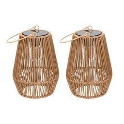 ValueLights 2 Pack Solar Powered Outdoor Faux Bamboo Garden Lights