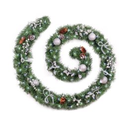 Best Artificial 9ft / 270cm Decorated Frozen Christmas Garland with Realistic Ice Crystals with 80 Bright White Battery lights