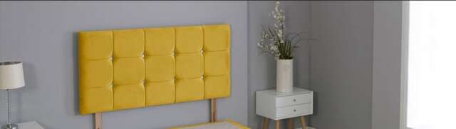 "Mustard Plush Velvet Cube Headboard Multi 4FT6 Double 26""inch Headboard"