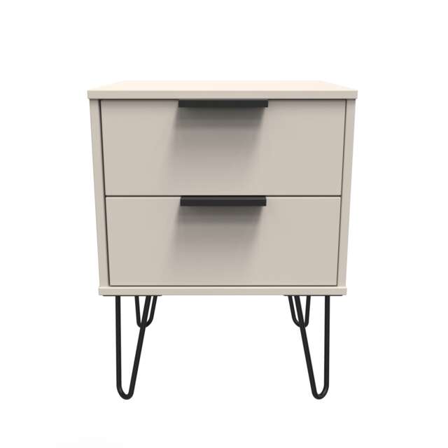 Osaka 2 Drawer Compact Bedside Cabinet in Kashmir Matt (Ready Assembled) Cream Kashmir Matt