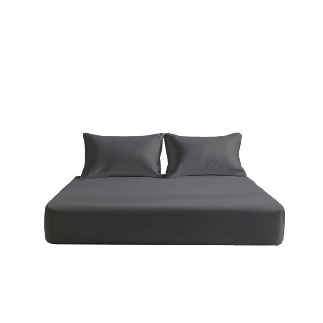 Microfibre Soft Touch Fitted Sheet 40cm Extra Deep Skirt Plain Dyed Bed Linen Grey Grey Single