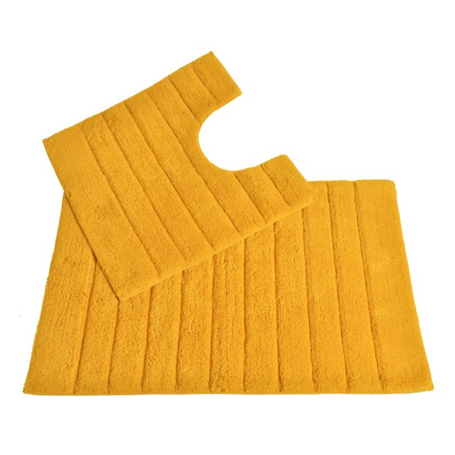 Ribbed Two Piece Bath Mat Set - Mustard