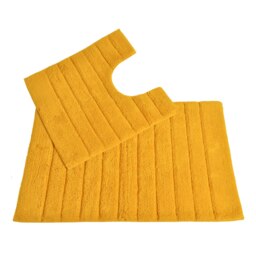 Ribbed Two Piece Bath Mat Set - Mustard