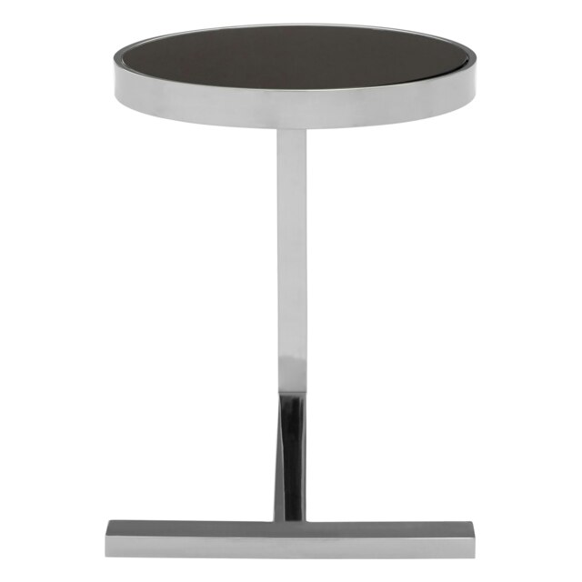 Interiors By Premier Durable Silver Side Table With T Base, Luxurious Finish Side Table By Couch, Modern Design Lounge Table Silver
