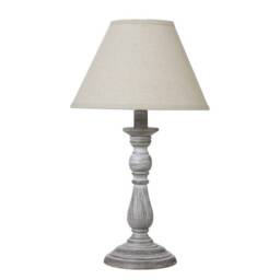 Augusta Column Table Lamp with Linen Shade - Wood - L12 x W12 x H31 cm - Grey Grey