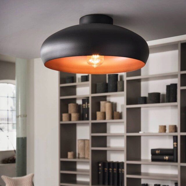EGLO Mogano Vintage Steel Black and Copper Ceiling Light